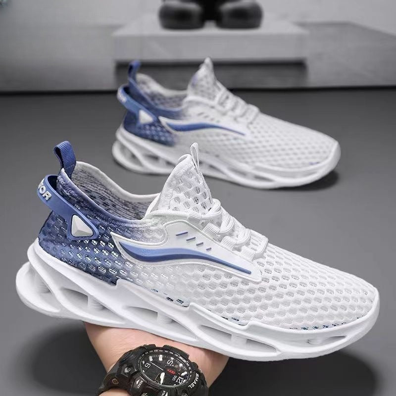 Men's Lace-up Sneakers Mesh Sports Shoes Fashion Hollow-sole