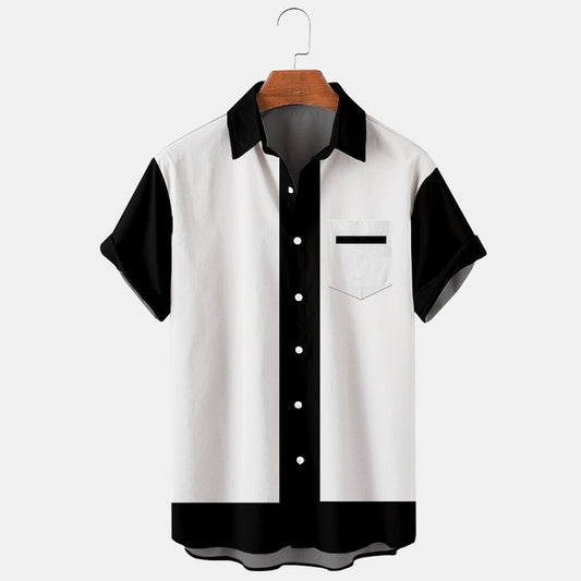 Men's Casual Fashionable Digital-Print Short-Sleeve Shirt