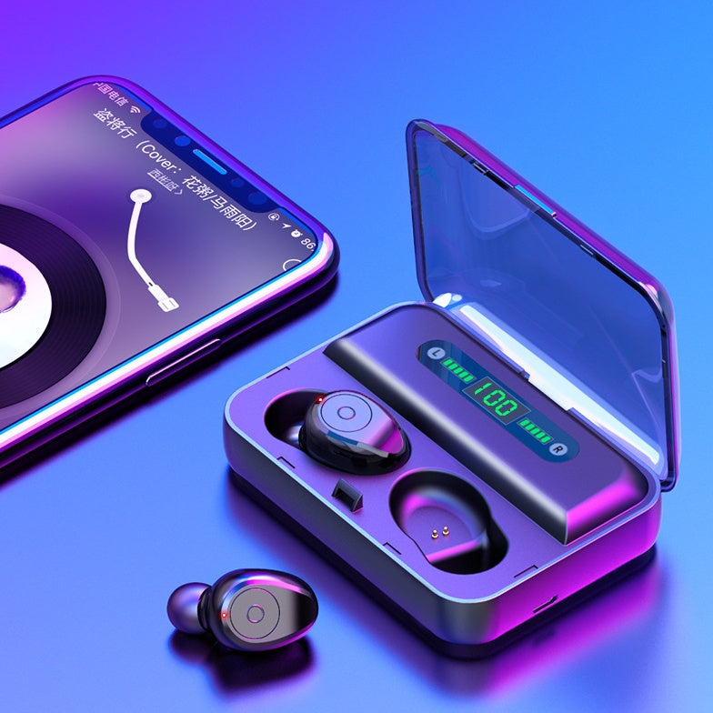 Bluetooth 5.0 Wireless Earbuds with 2000mAh Power Bank Charging Case – Stereo Headset with Voice Control, Hands-Free Calling & Music Playback