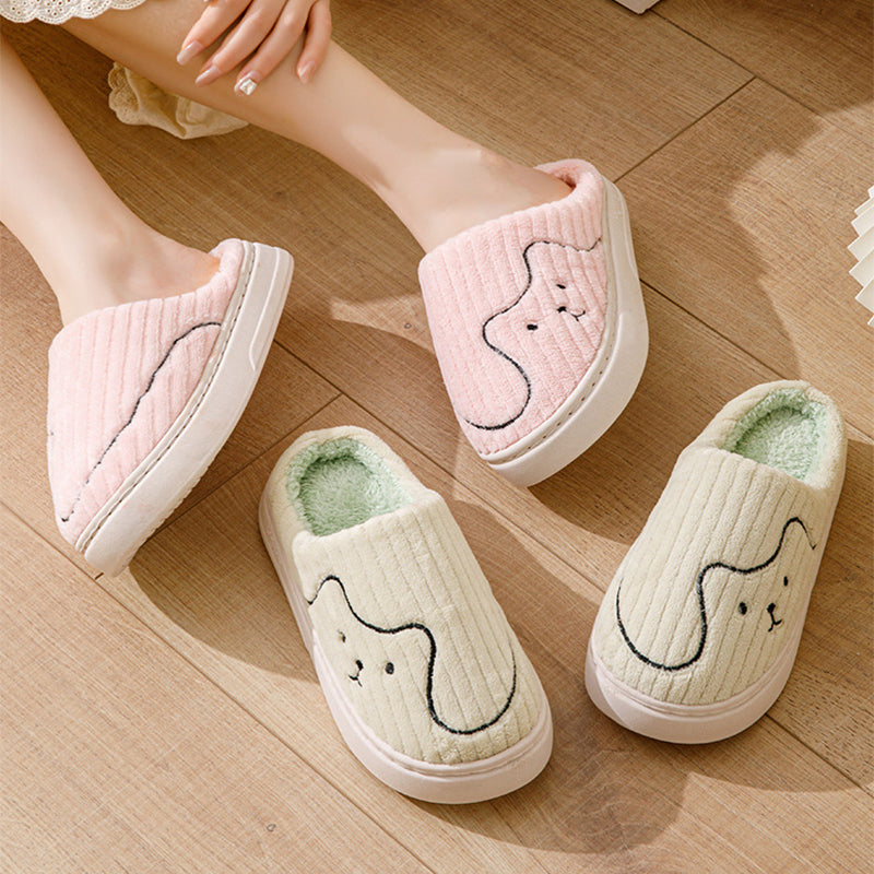 Striped Cat Slippers Indoor Couple Non-slip Floor Bedroom Slipper Winter Warm Plush House Shoes koalakits36