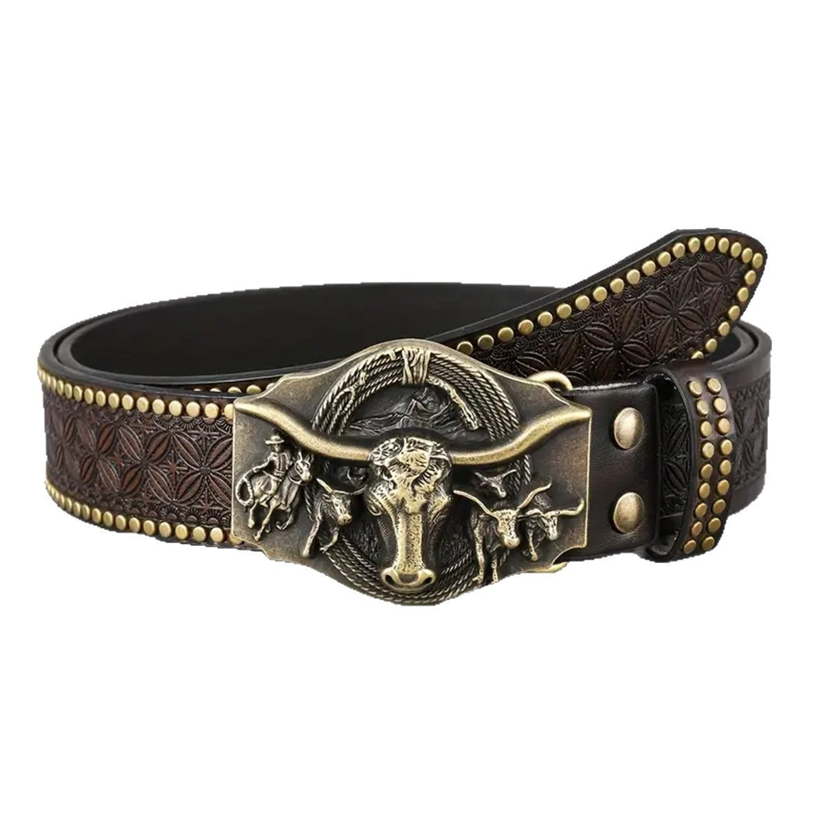 Punk Embossed Western Cowboy Belt - Elevate Your Style with Edgy Authenticity