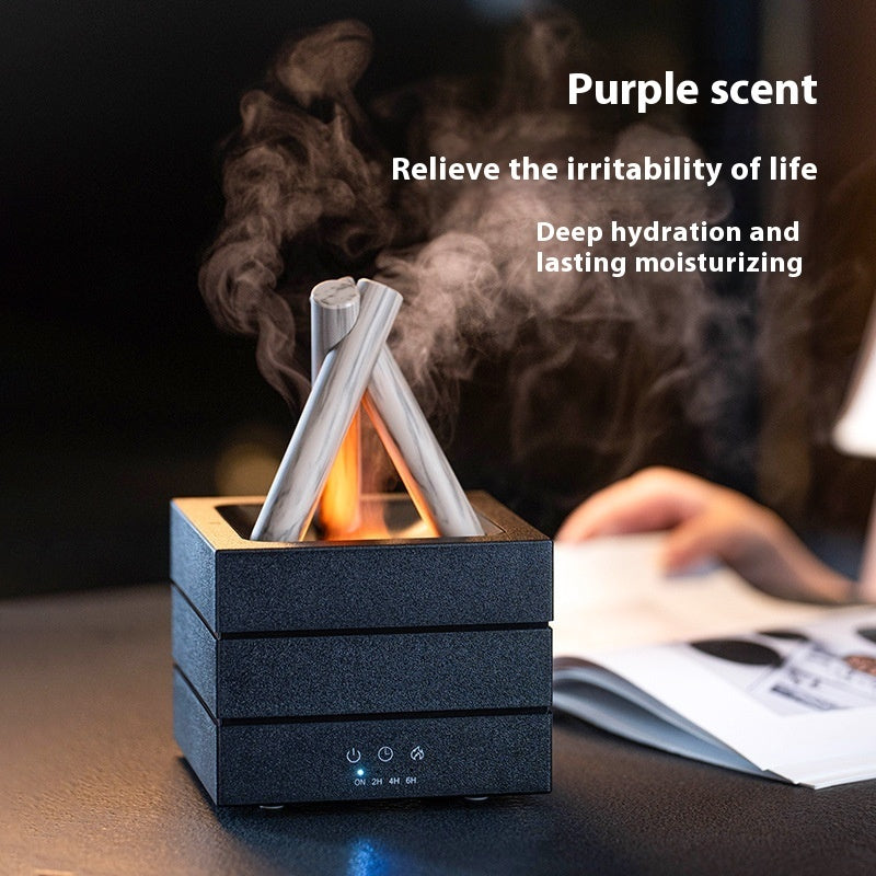 Flame Effect Aromatherapy Humidifier Aroma Diffuser Desktop Usb Plug-in Heavy Fog Essential Oil Compatible 7-Color LED Light Koalakits36