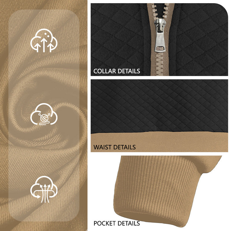 Knitted Zip-Up Minimalist Long-Sleeve Autumn Plus-Size Mens Wear