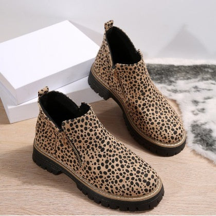 Fashion Ankle Boots With Side Zipper Ins Chunky Boots Autumn Winter Suede Shoes Women Koalakits36