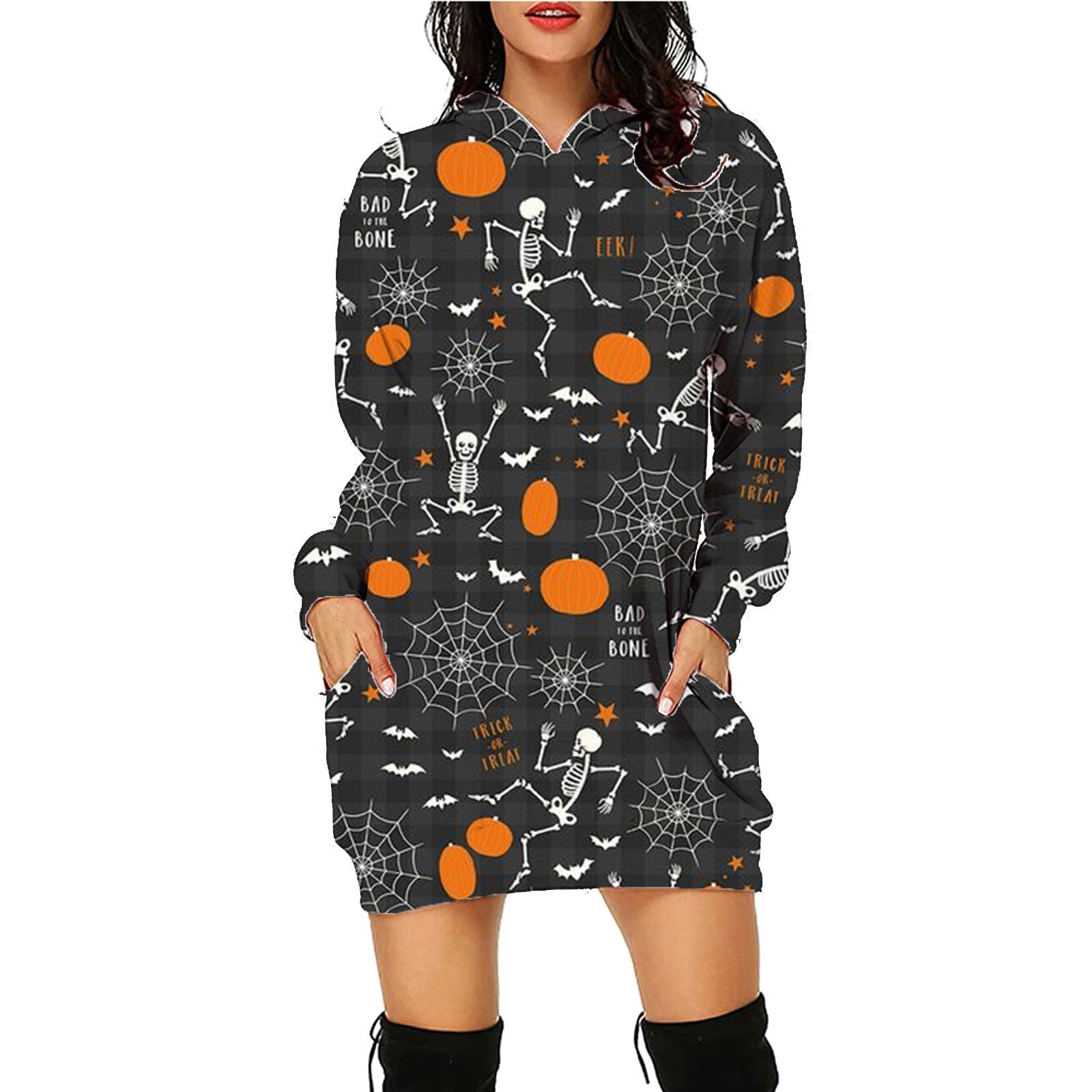 Halloween Print Long Hoodie With Pockets Sweater Long SleeveHalloween Print Long Hoodie With Pockets | Koalakits36