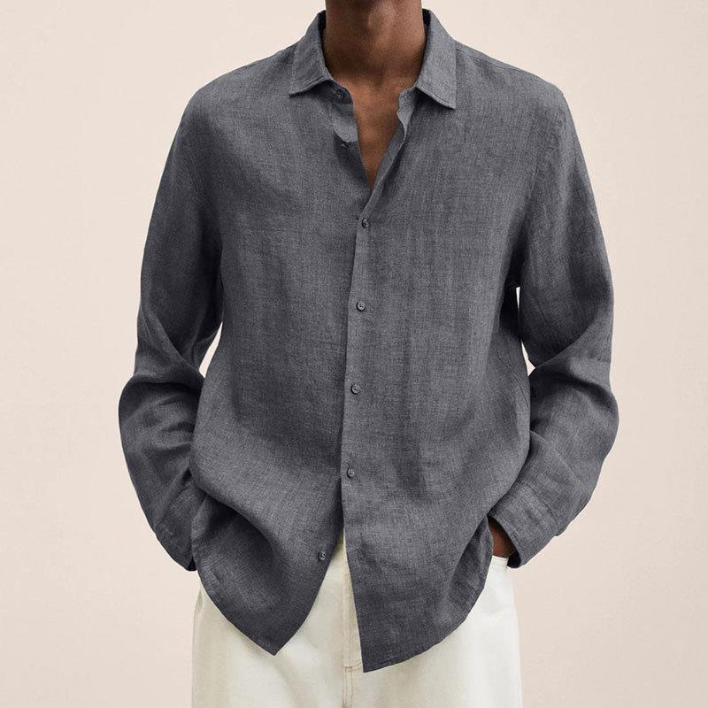 Long Sleeve Lapel Shirt Men's Loose Button Cardigan Shirt Top Mens Clothing