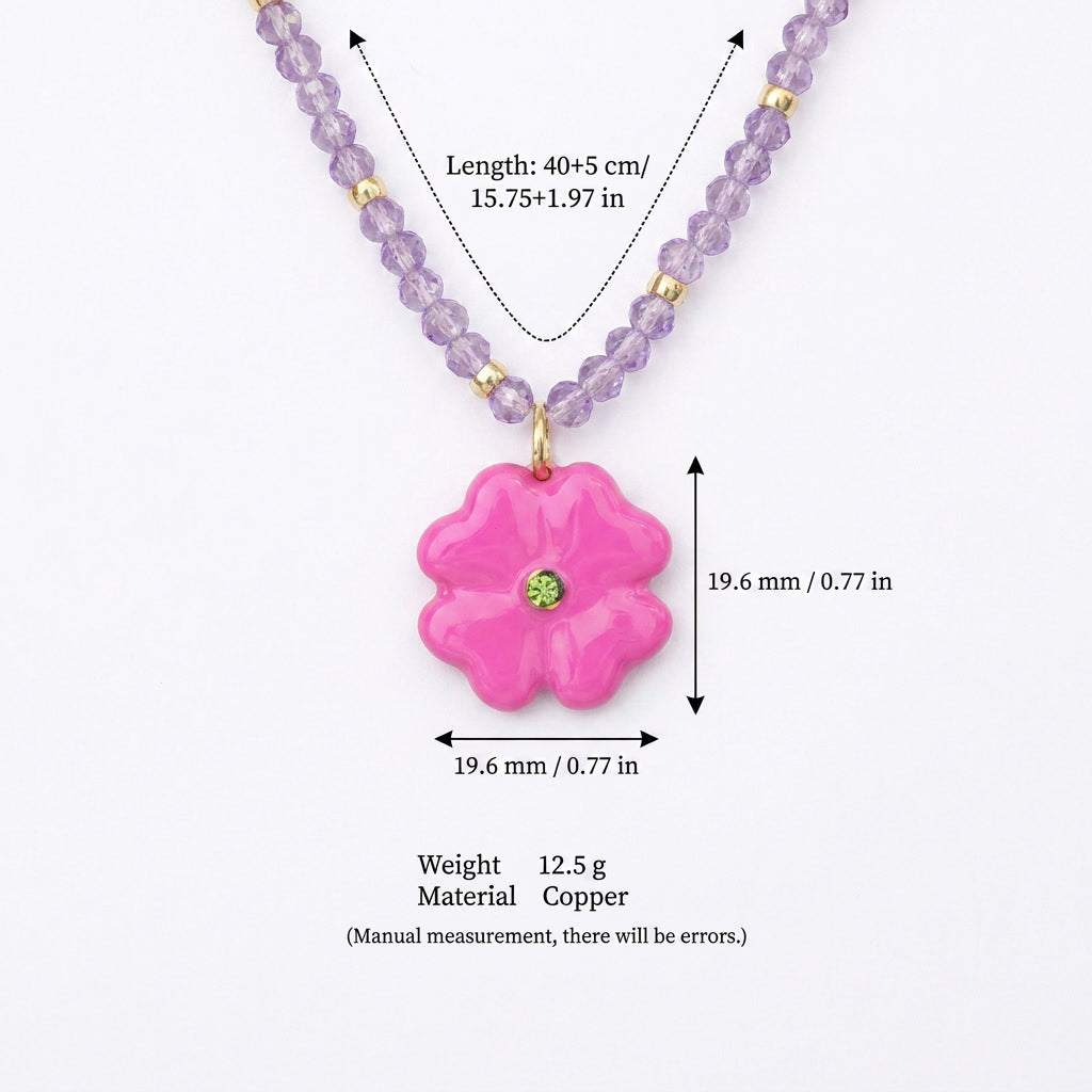 Red Oil-drop Flower Clavicle Necklace For Women