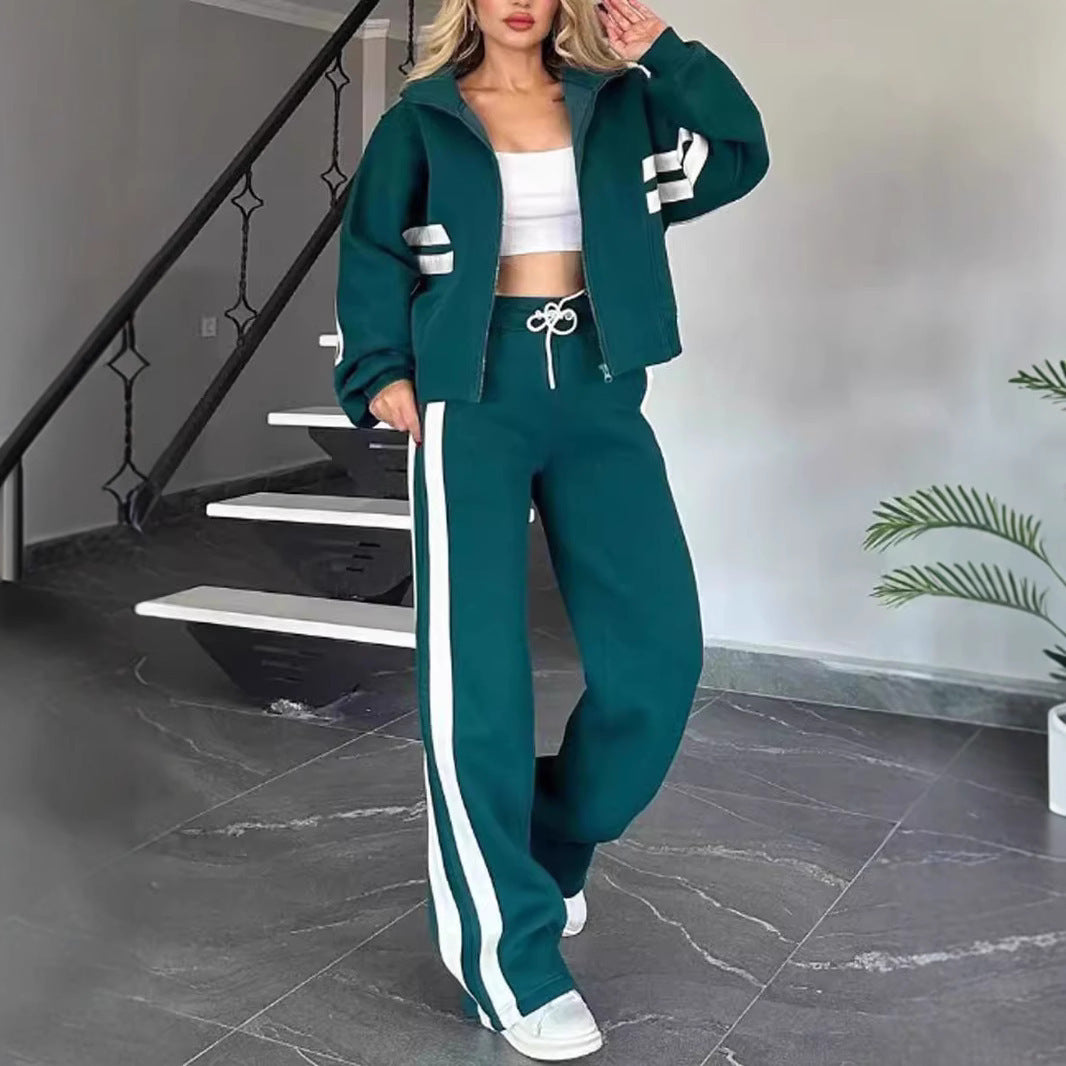 Fashion Two-piece White Sports Suit Loose Shirt Casual Pants Sets Sportswear Clothes Tracksuit Women Outfits