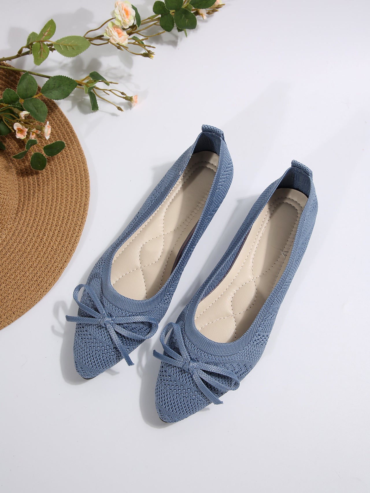 Bow Knitted Loafers Ins Fashion Pointed-toed Flats Shoes For Women | Koalakits36
