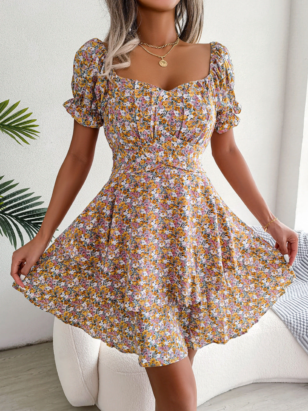 Short Sleeves High Waist Summer Dress Clothes