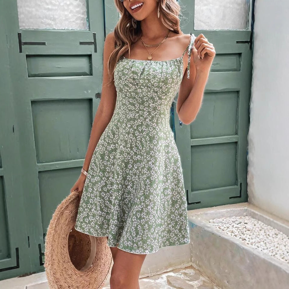Women's Summer Floral Spaghetti Strap Beach Short Dress,Woman Clothing | Koalakits36
