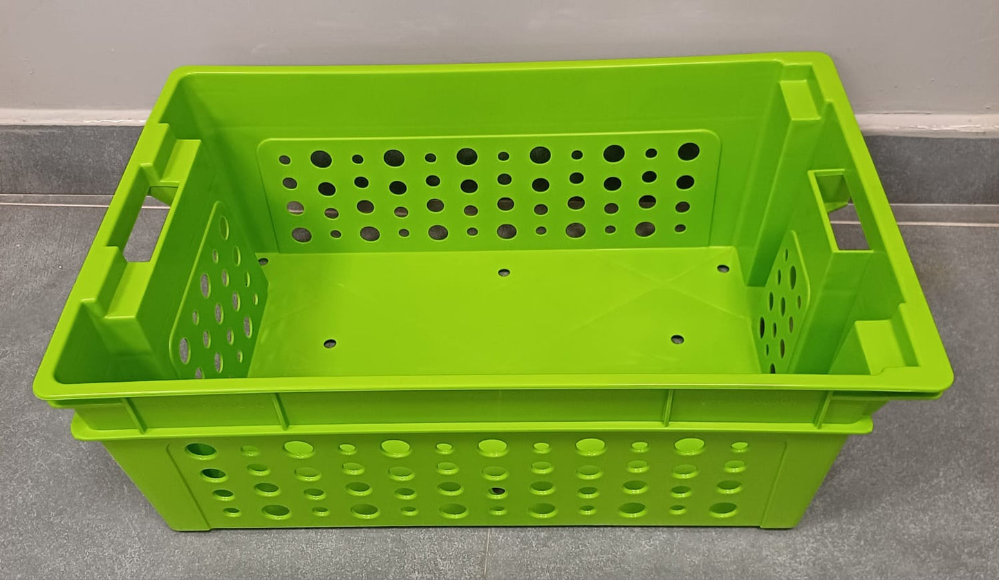 Solid Stackable Perforated Plastic Crate for Storage and Transportation Wholesale