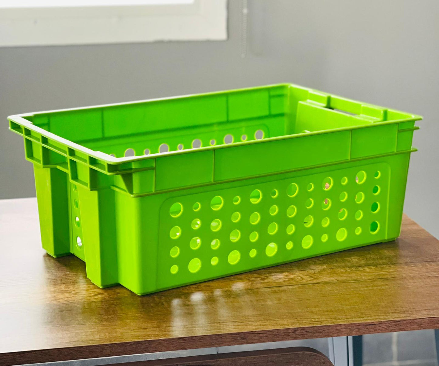 Solid Stackable Perforated Plastic Crate for Storage  Koalakits36