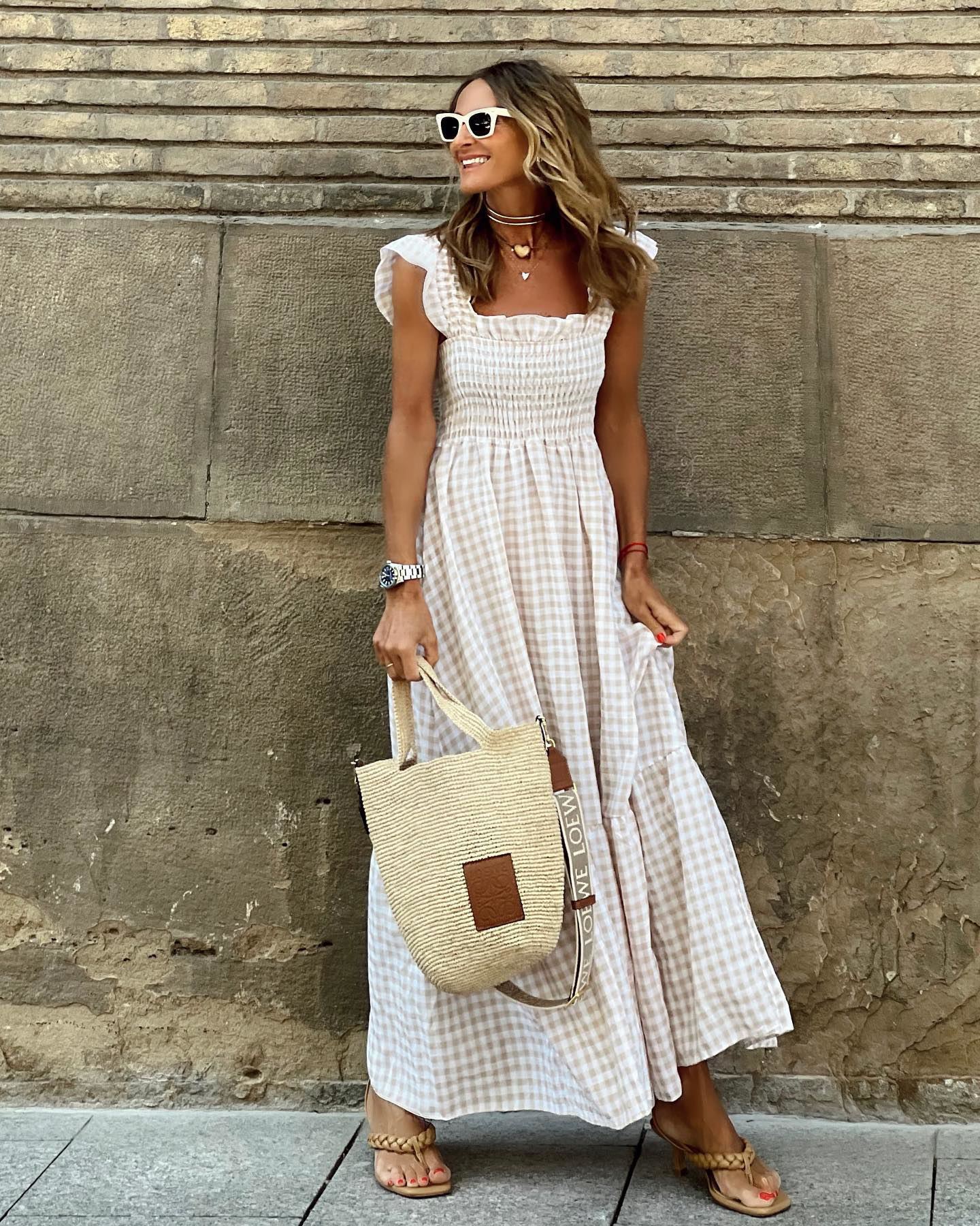 Summer Plaid Print Pleated Ruffle Dress Fashion Sleeveless for Women | Koalakits36