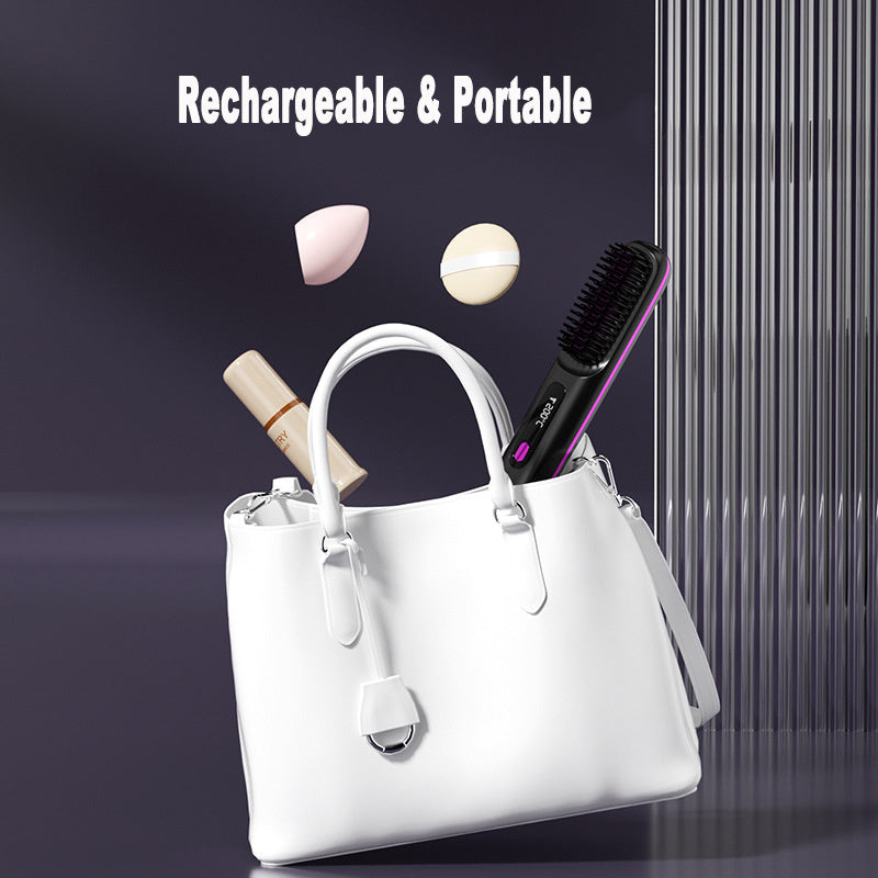 2 In 1 Hair Comb Wireless Straightener Brush Hair Fast Heating Portable Hot Curler | Koalakits36