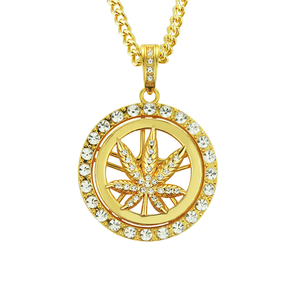 Elevate Your Style with the Hip Hop Diamond Maple Leaf Necklace for Men