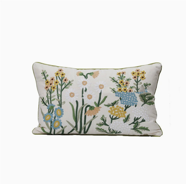 Home Embroidery Plants And Flowers Pillow