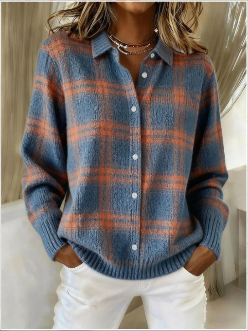 Printed Lapel Sweater Fashion Casual Long-sleeved Button Pullover Top Knitted Clothing Koalakits36