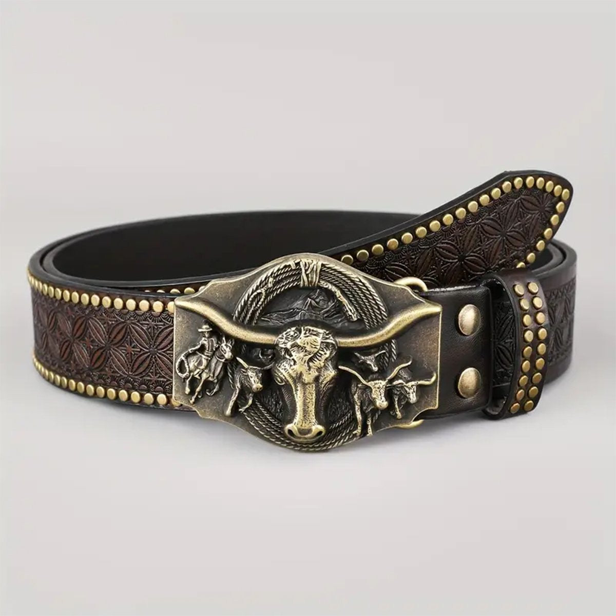 Punk Embossed Western Cowboy Belt - Elevate Your Style with Edgy Authenticity