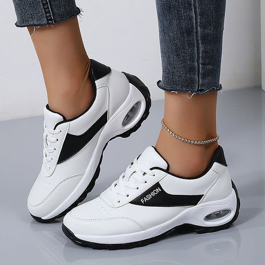 Women's Thick Bottom Spring And Autumn Low Top Leather Surface  Outdoor Running Shoes Koalakits36