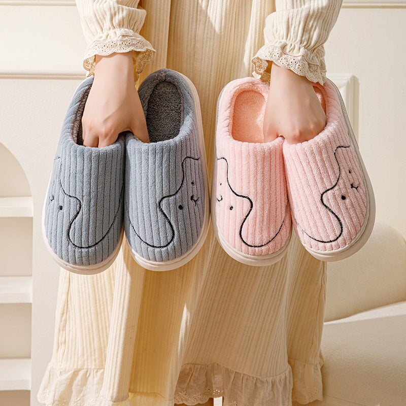 Striped Cat Slippers Indoor Couple Non-slip Floor Bedroom Slipper Winter Warm Plush House Shoes koalakits36