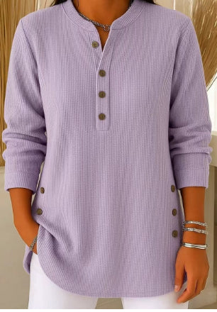 Women’s V-Neck Button Long Sleeve Sweater Casual Top