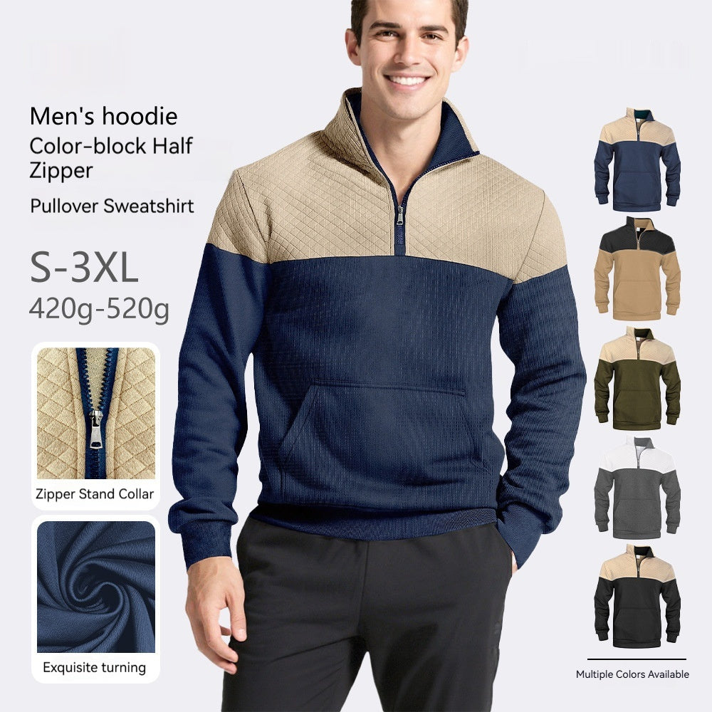 Knitted Zip-Up Minimalist Long-Sleeve Autumn Plus-Size Mens Wear