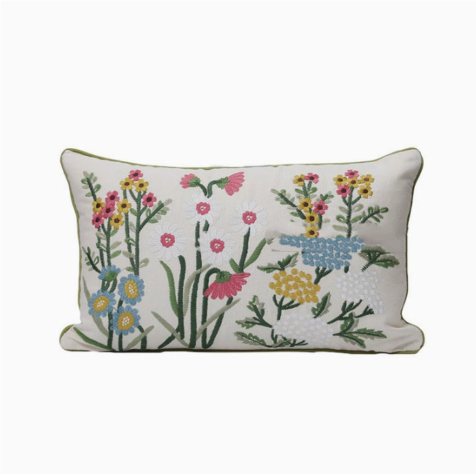 Home Embroidery Plants And Flowers Pillow