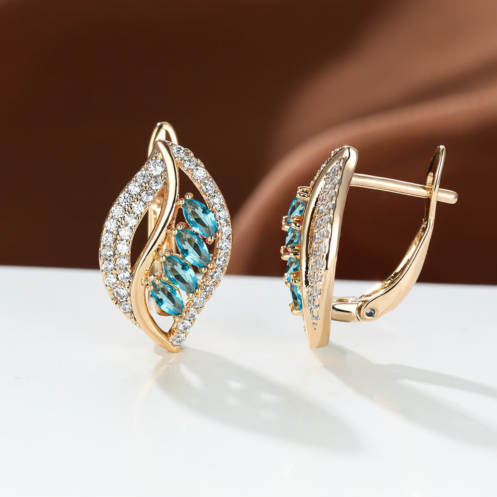 Leaf-shaped Rhinestones Earrings Fashion Unique Zircon-encrusted Stud Earrings | Koalakits36