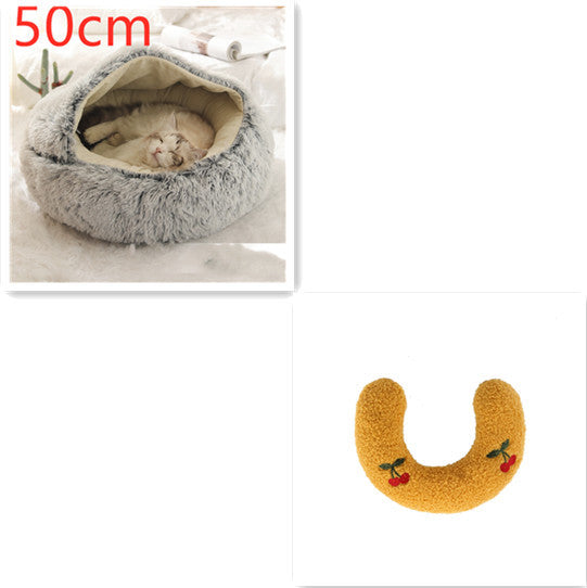 2 In 1 Dog And Cat Bed Pet Winter Bed Round Plush Warm Soft | Koalakits36
