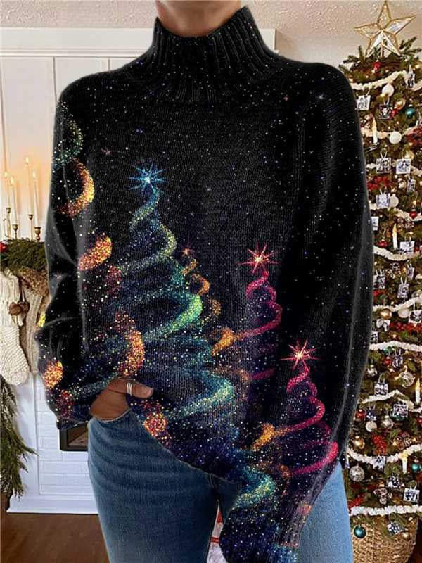 Women's Christmas Printed Turtleneck Sweater Koalakits36