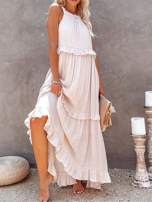 Summer Vacation Style Halter Neck Long Dresses Women Fashion Backless | Koalakits36