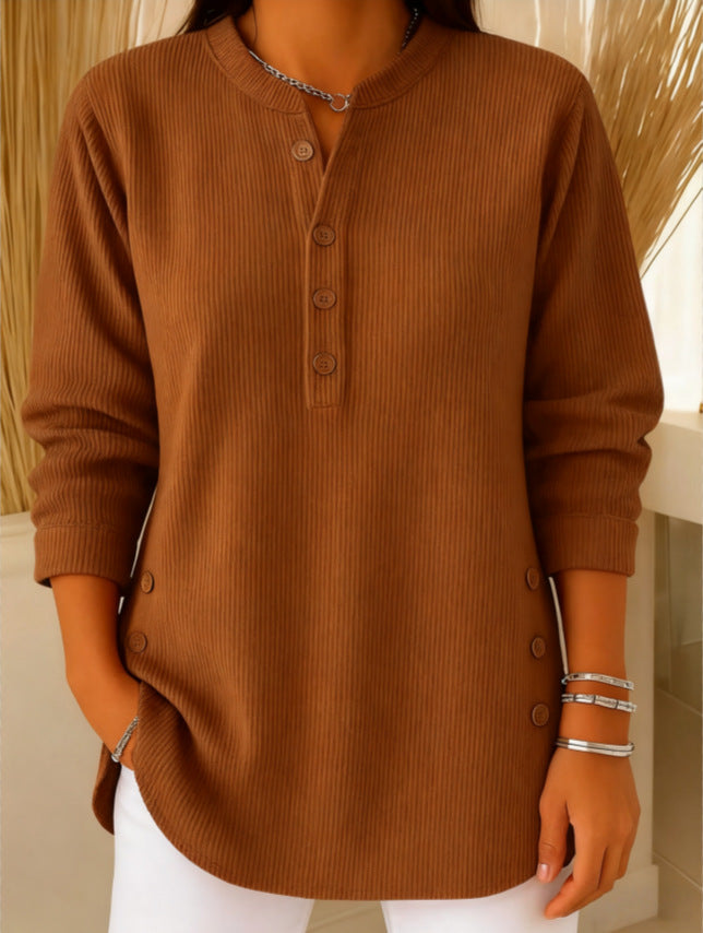 Women’s V-Neck Button Long Sleeve Sweater Casual Top