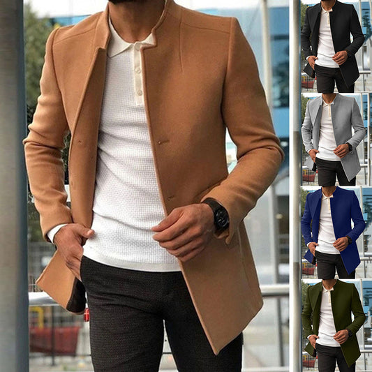 Men's Slim Coat Fashion Single-breasted Solid Color Business Jackets