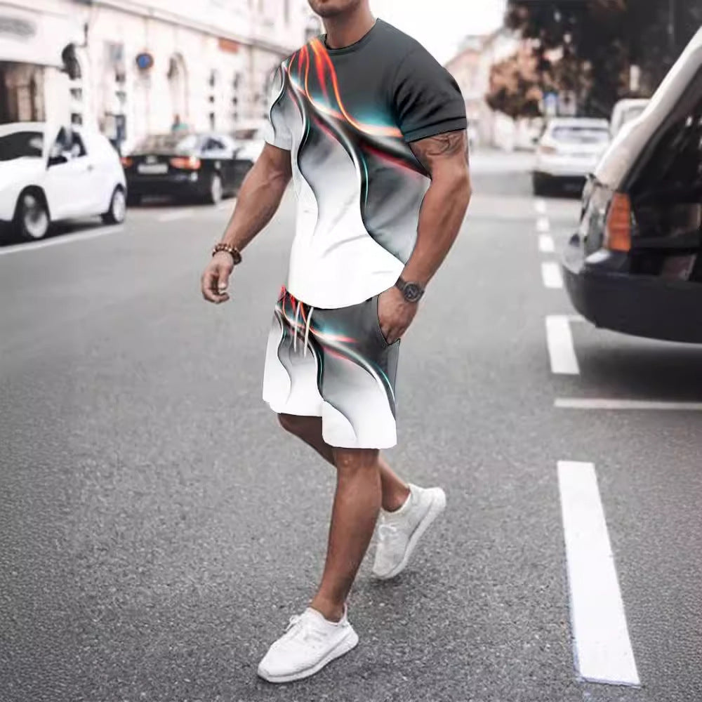 Men’s Printed T-Shirt and Shorts Sportswear Casual Set