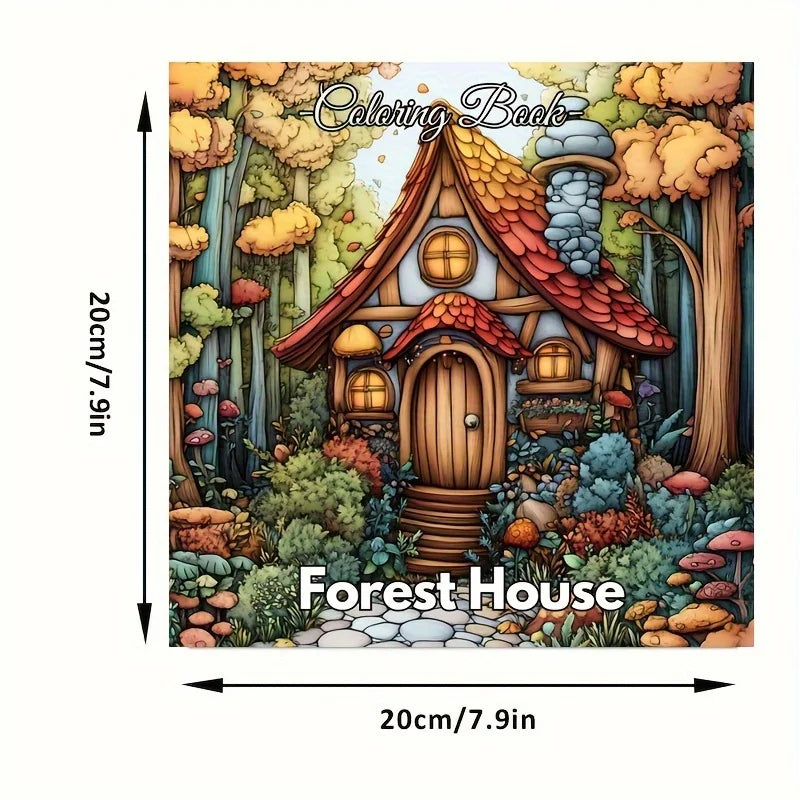Forest House Coloring Book Coloring Book For Adult Stress Reduction Colouring Book Valentine's Day Gifting, Birthday Party Gift, Drawing Supplies