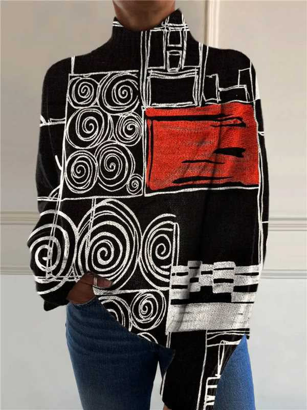 Women's Christmas Printed Turtleneck Sweater Koalakits36
