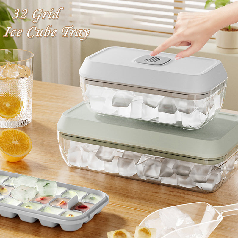 32 Grid Silicone Ice Cube Tray Mould With Lid Shovel Storage Box | Koalakits36