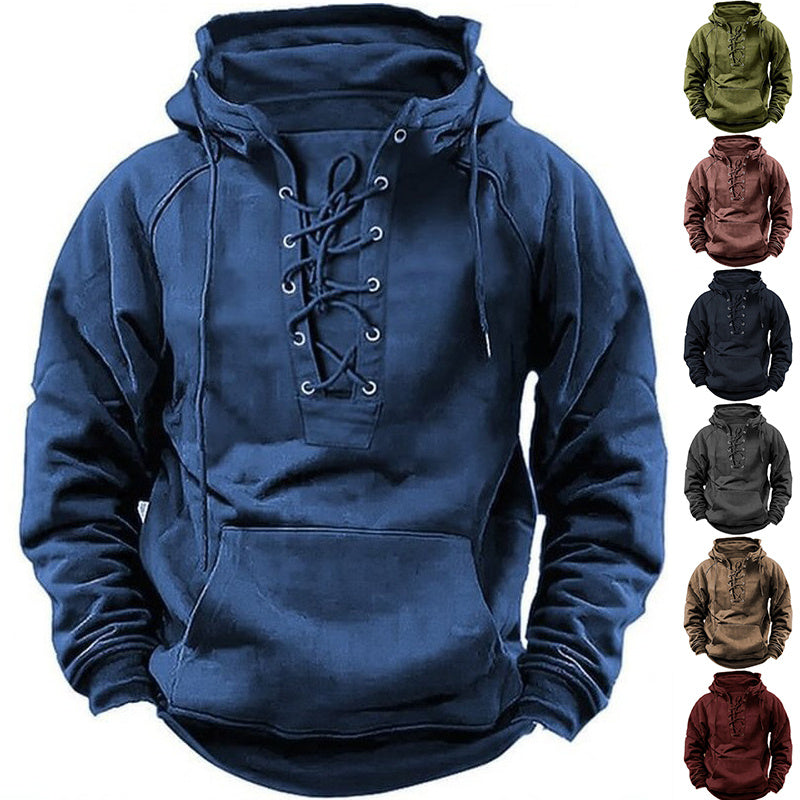 Lace-up Hoodie Casual Sports Pocket Sweatshirt Men's Long-sleeved Clothing Koalakits36