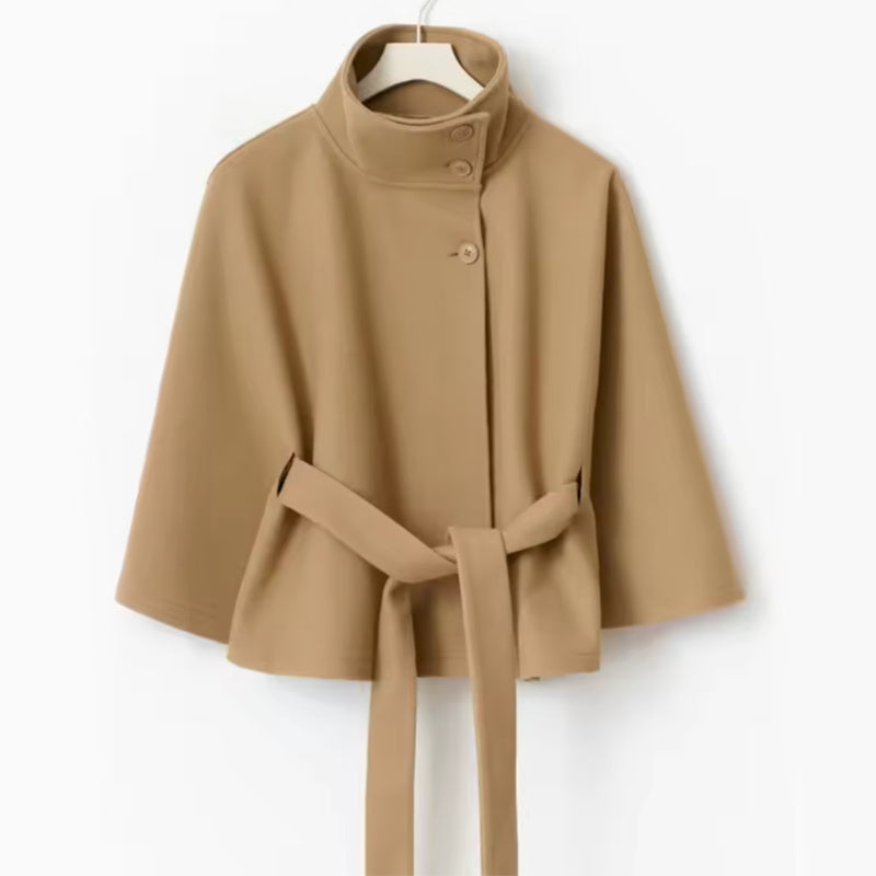 Winter High Neck Batwing Sleeve Coat With Belt Fashion Loose Elegant Button Top Trench Coat | Koalakits36