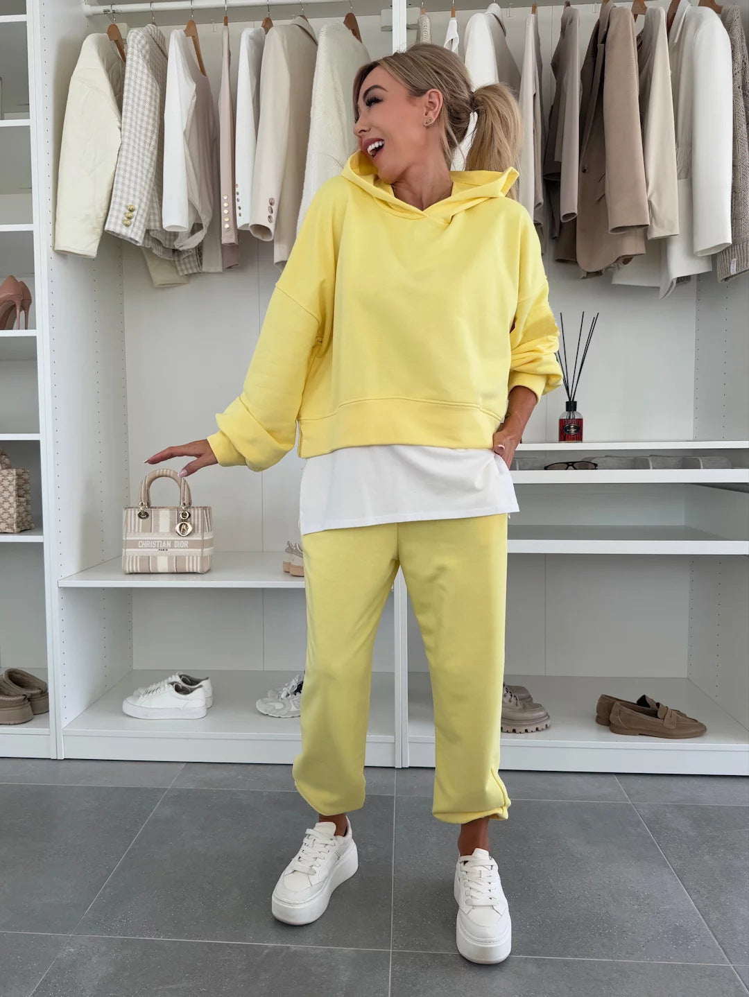 Hooded Sweatshirt Suit Loose Long Sleeve False Two-piece Tops And Jogger Sports Trousers | Koalakits36