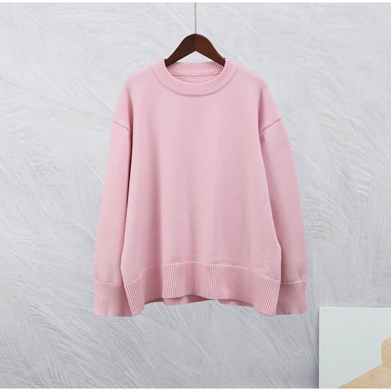 Sweet Crew Neck Pullover Sweater Winter Fashion Loose Long-sleeved Tops