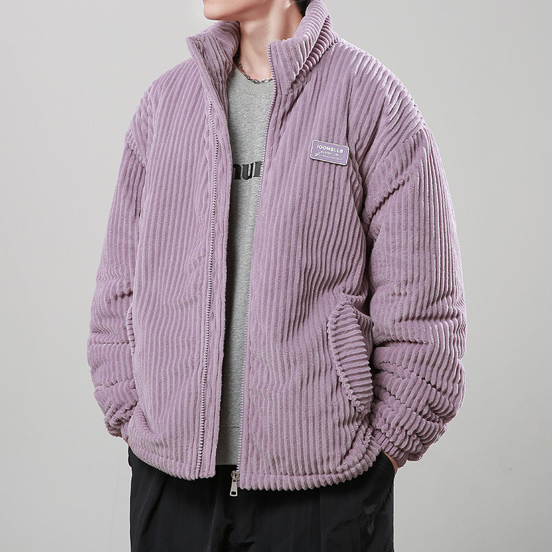 Winter Corduroy Cotton-padded Coat Warm Stand Collar Zipper Jacket Casual Outdoor Streetwear  Koalakits36