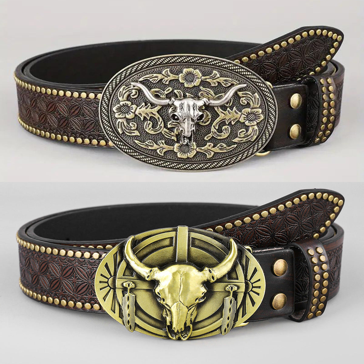 Punk Embossed Western Cowboy Belt - Elevate Your Style with Edgy Authenticity