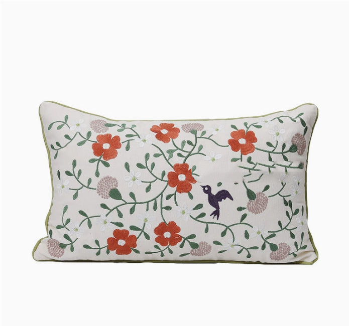 Home Embroidery Plants And Flowers Pillow