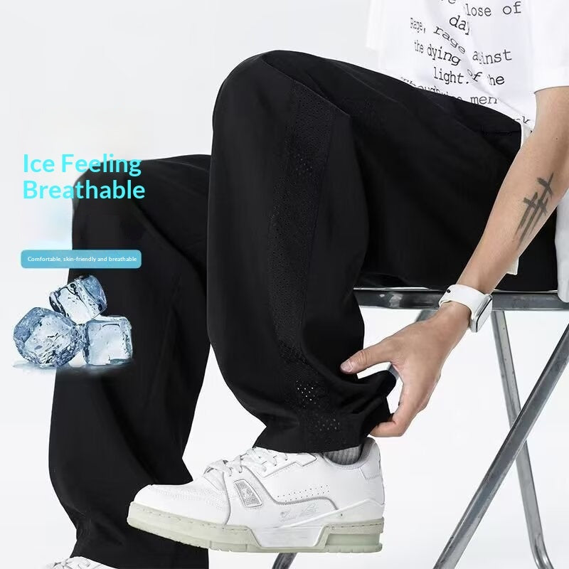 Straight-leg Ice Silk Pants Mens Breathable Casual Pants