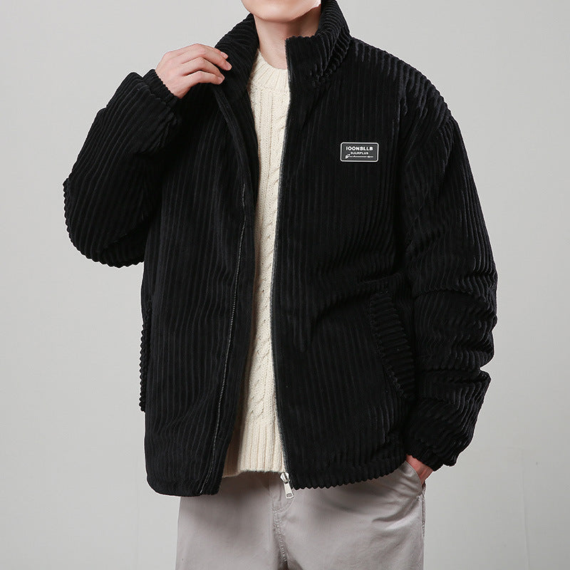Winter Corduroy Cotton-padded Coat Warm Stand Collar Zipper Jacket Casual Outdoor Streetwear  Koalakits36
