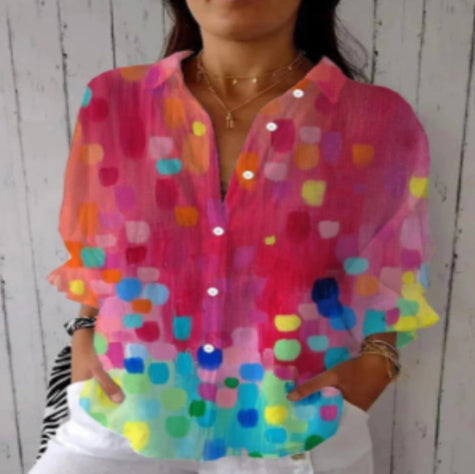 Floral Print Long-sleeved Shirt Women's Casual Button Tops Clothing | Koalakits36