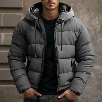 Men's Hooded Jacket Winter Pockets Zip-up Coat Casual Outerwear Clothing Koalakits36