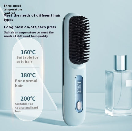 2 In 1 Hair Comb Wireless Straightener Brush Hair Fast Heating Portable Hot Curler | Koalakits36